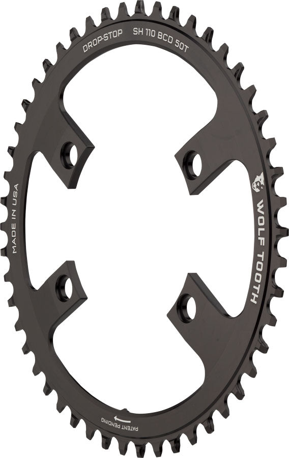 パーツ WolfTooth Drop stop Chainring 110BCD 50T Wolf Tooth Shimano 110 Asymmetric BCD Chainring - 50t, 110