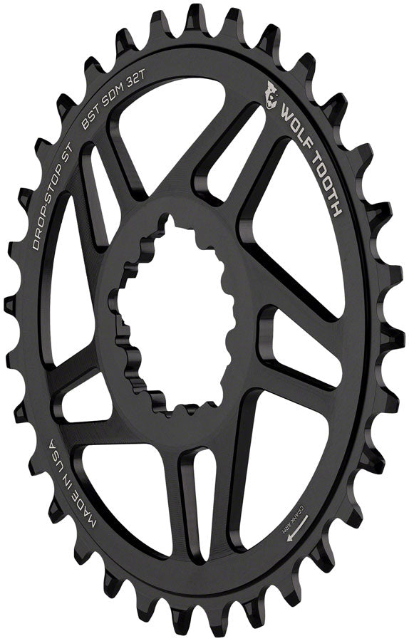 Wolf Tooth Direct Mount Chainring - 32t, SRAM 3-Bolt Direct Mount, Drop-Stop ST, Requires 12-Speed HG+ Chain, Black - Direct Mount Chainrings - 3-Bolt Direct Mount Chainring for Hyperglide+ Chain