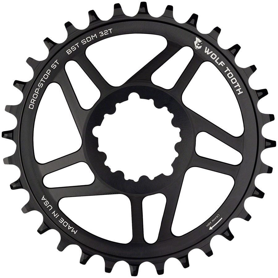 Wolf Tooth Elliptical Direct Mount Chainring - 34t, SRAM 3-Bolt DM, Drop-Stop ST, For SRAM Boost Cranks, Requires HG+ - Direct Mount Chainrings - Elliptical 3-Bolt Direct Mount Chainring for Hyperglide+ Chain