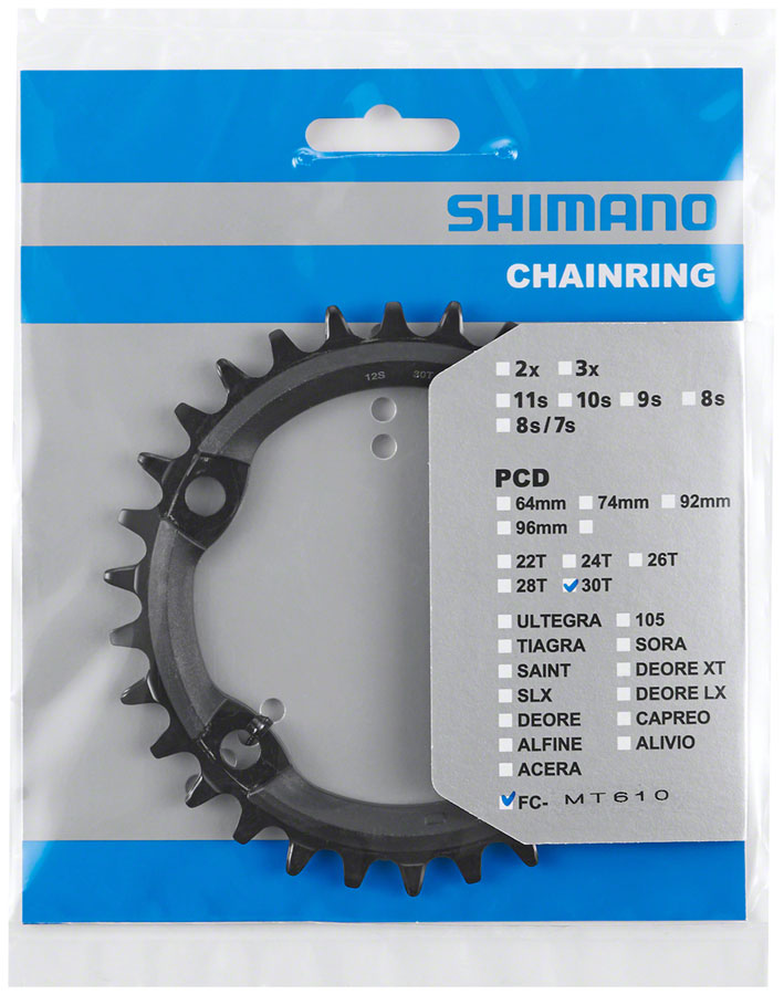 Shimano FC-MT610 Chainring - 30t, 12-Speed, Asymmetric 96 BCD, Black - Chainring - FC-MT610 12-Speed Chainrings