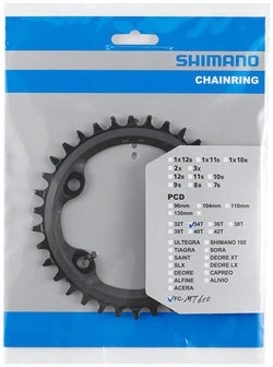 Shimano FC-MT610 Chainring - 34t, 12-Speed, Asymmetric 96 BCD, Black - Chainring - FC-MT610 12-Speed Chainrings