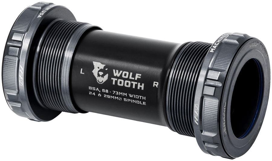 Wolf Tooth MK0 Bottom Bracket - English (BSA), 68/73mm, For 29mm Spindle, Shadow Gray MPN: WBB-BSA-29-MK0-SGR UPC: 810159403504 Bottom Brackets MK0 English (BSA) Ceramic Bottom Bracket