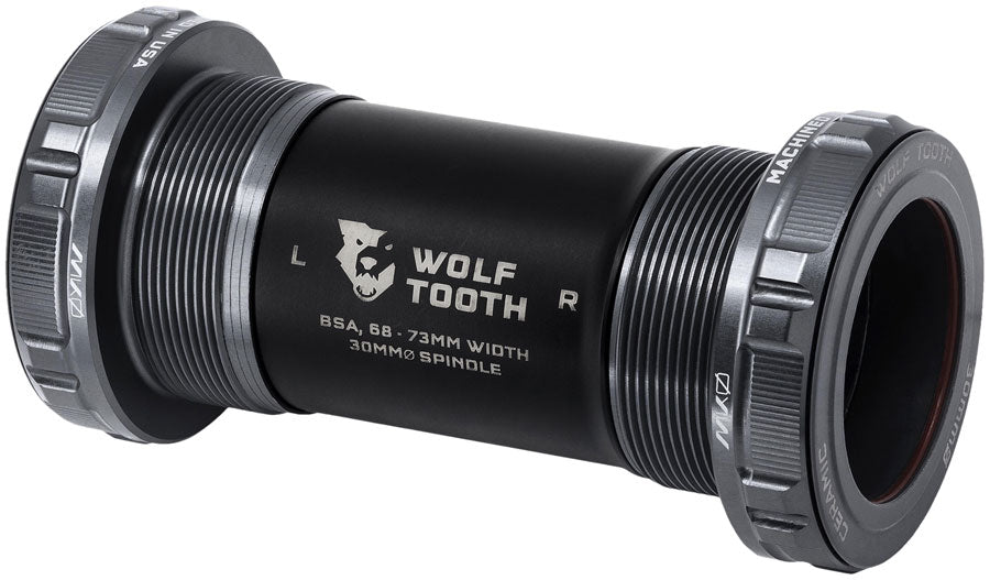 Wolf Tooth MK0 Bottom Bracket - English (BSA), 68/73mm, For 30mm Spindle, Shadow Gray MPN: WBB-BSA-30-MK0-SGR UPC: 810159403511 Bottom Brackets MK0 English (BSA) Ceramic Bottom Bracket
