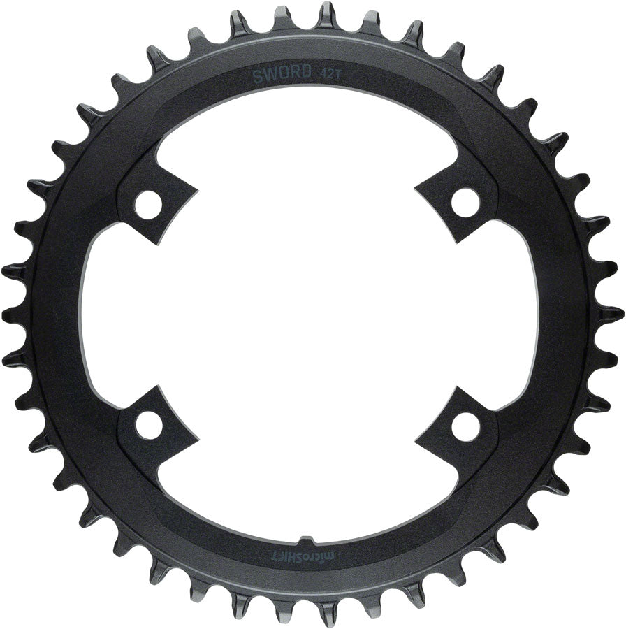 microSHIFT Sword Chainring - 42t, 110 Asym BCD, For 1x 9/10-Speed, Black