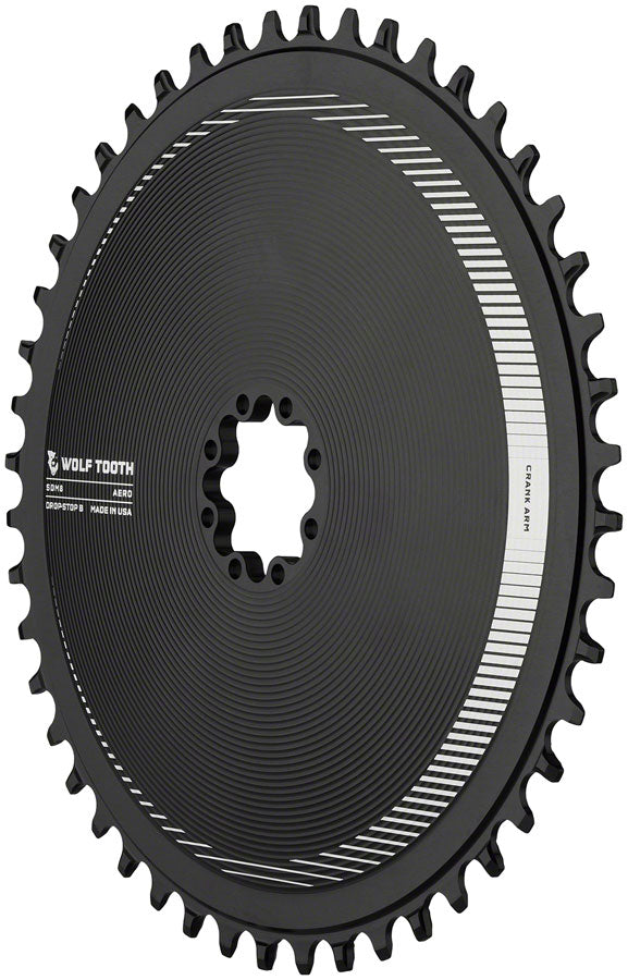 Wolf Tooth Aero Direct Mount Chainring - 46t, Direct Mount SRAM 8-Bolt, Drop-Stop B, Black - Direct Mount Chainrings - Aero Direct Mount SRAM 8-Bolt Chainring