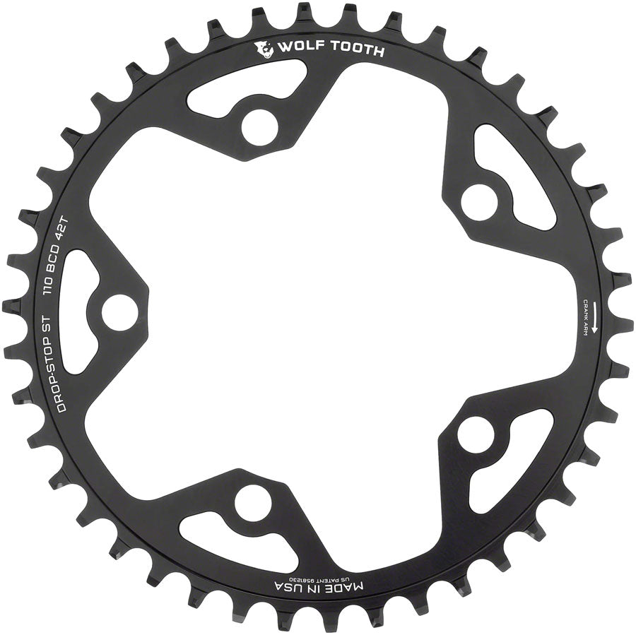 Wolf Tooth 110 BCD Gravel, CX and Road Chainring - 42t, 110 BCD, 5-Bolt, Drop-Stop ST, For Shimano HG+ and KMC 12-Speed MPN: 110BC5-R-S-00F-42 UPC: 810006809206 Chainring 110 BCD 5-Bolt Gravel/CX/Road Chainring for 12-Speed Shimano HG+ Chain