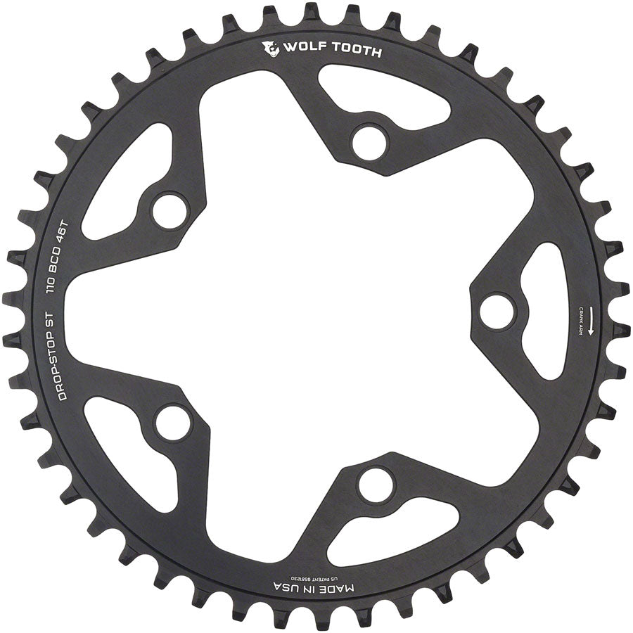 Wolf Tooth 110 BCD Gravel, CX and Road Chainring - 46t, 110 BCD, 5-Bolt, Drop-Stop ST, For Shimano HG+ and KMC 12-Speed