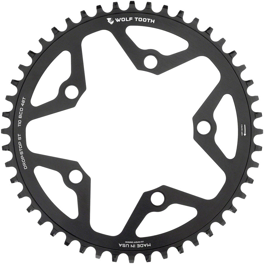 Wolf Tooth 110 BCD Gravel, CX and Road Chainring - 48t, 110 BCD, 5-Bolt, Drop-Stop ST, For Shimano HG+ and KMC 12-Speed