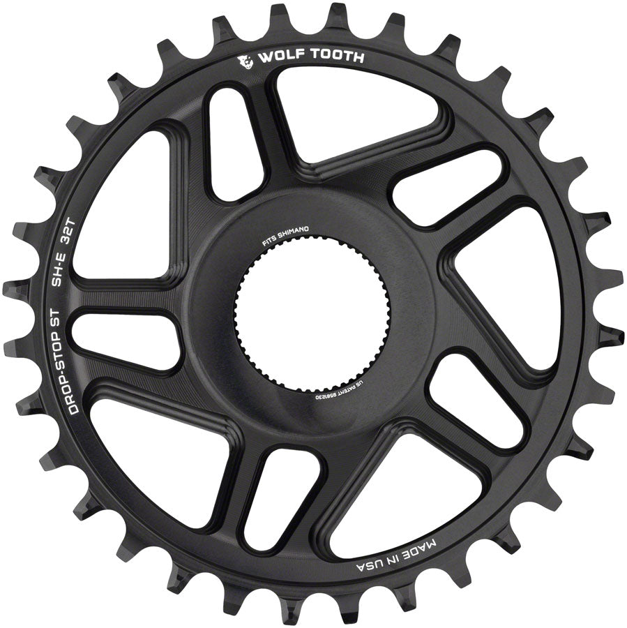 Wolf Tooth Shimano EP-8 Direct Mount Chainring - Drop-Stop ST, 34T, Black