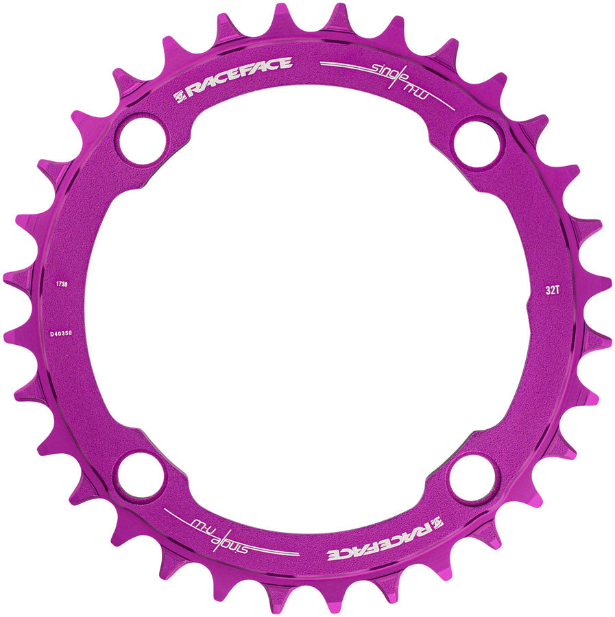 RaceFace 1x Narrow Wide Chainring - 32t, 104 BCD, 10-12 Speed, 7075 Aluminum, Purple MPN: RNW104X32PUR UPC: 821973330655 Chainring Narrow Wide Chainring