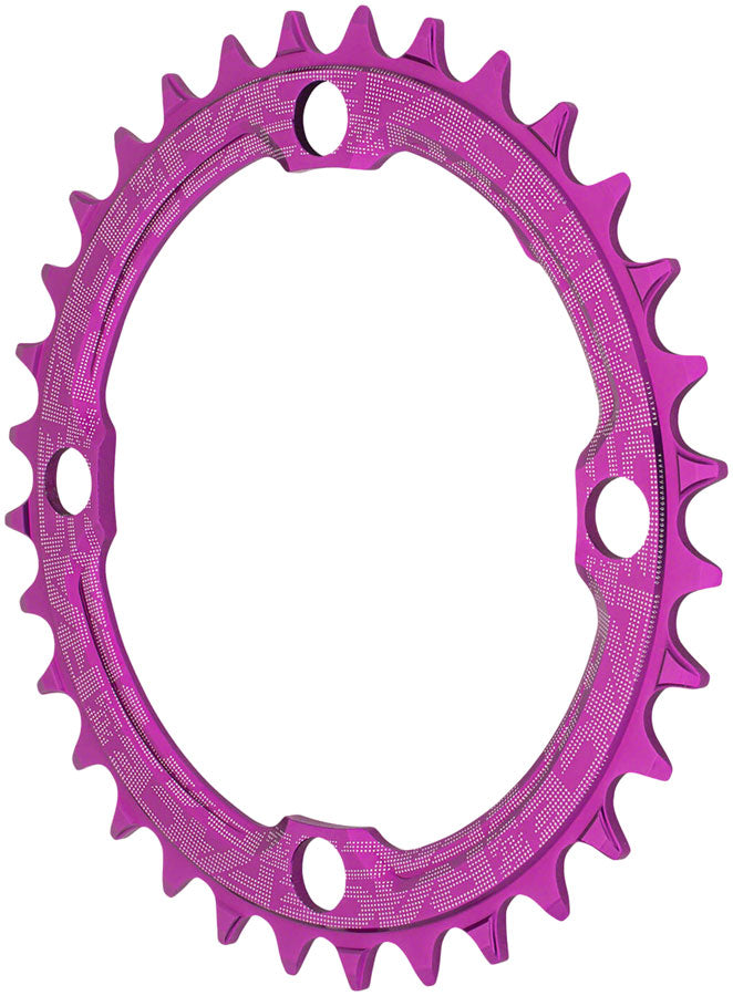 RaceFace 1x Narrow Wide Chainring - 32t, 104 BCD, 10-12 Speed, 7075 Aluminum, Purple MPN: RNW104X32PUR UPC: 821973330655 Chainring Narrow Wide Chainring