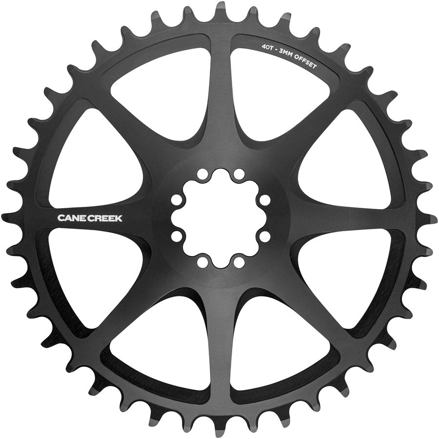 Cane Creek Direct Mount Chainring - 40t, 8-Bolt Direct Mount, 3mm Offset, Black MPN: BAI0397 UPC: 840226071435 Direct Mount Chainrings Cane Creek 8-Bolt Direct Mount Chainring