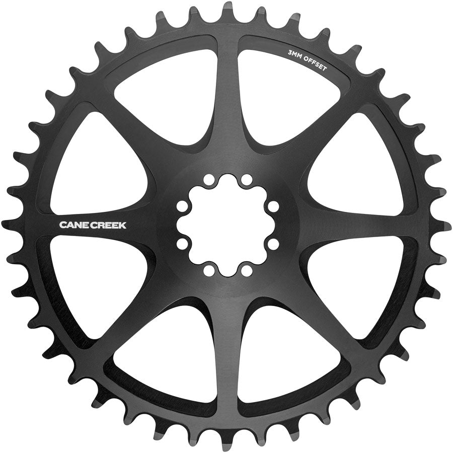 Cane Creek Direct Mount Chainring - 44t, 8-Bolt Direct Mount, 3mm Offset, Black MPN: BAI0399 UPC: 840226071459 Direct Mount Chainrings 8-Bolt Direct Mount Chainring