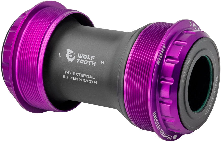 Wolf Tooth T47 External Bottom Bracket - T47 External, 68/73mm, For 24mm/Shimano Spindle, Ultraviolet Purple