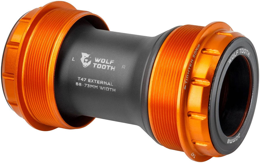 Wolf Tooth T47 External Bottom Bracket - T47 External, 68/73mm, For 30mm Spindle, Orange