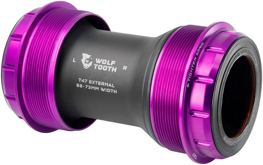 Wolf Tooth T47 External Bottom Bracket - T47 External, 68/73mm, For 30mm Spindle, Ultraviolet Purple