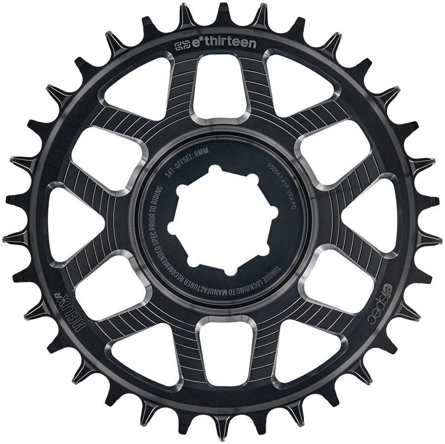 e*thirteen Helix Race e*spec  Chainring - Turbo Levo 2.1/2.2, 9mm offset, 34T, 11/12 Speed, Black MPN: CR5HRA-124 eBike Chainrings and Sprockets Helix Race E*Spec Turbo Levo Aluminum Chainring