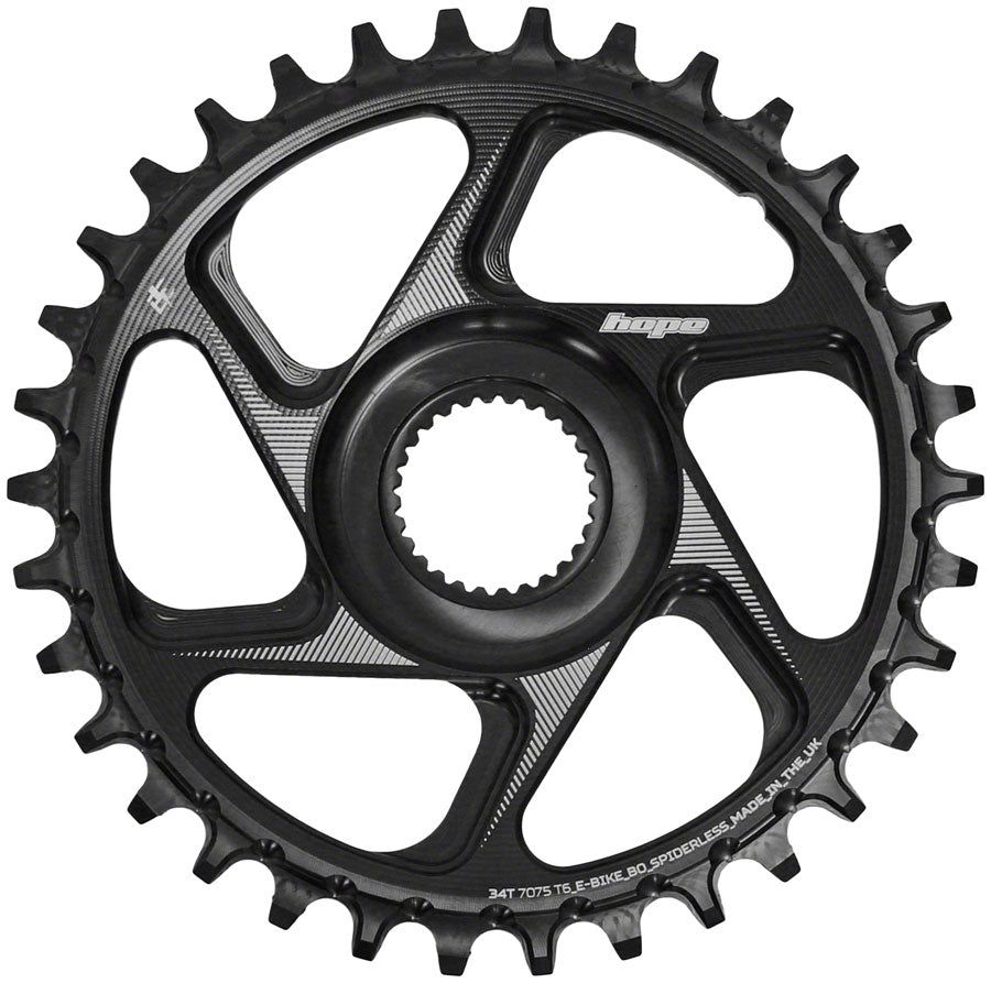Hope Spiderless Chainring -  34T, R22,  Ebike,  Bosch,  Black
