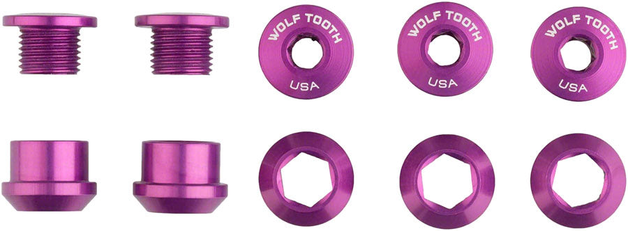 Wolf Tooth 1x Chainring Bolt Set - 6mm, Dual Hex Fittings, Set/5, Ultraviolet Purple MPN: 5CBCN06PRU UPC: 810159400886 Chainring Bolt 1x Chainring Bolt Sets