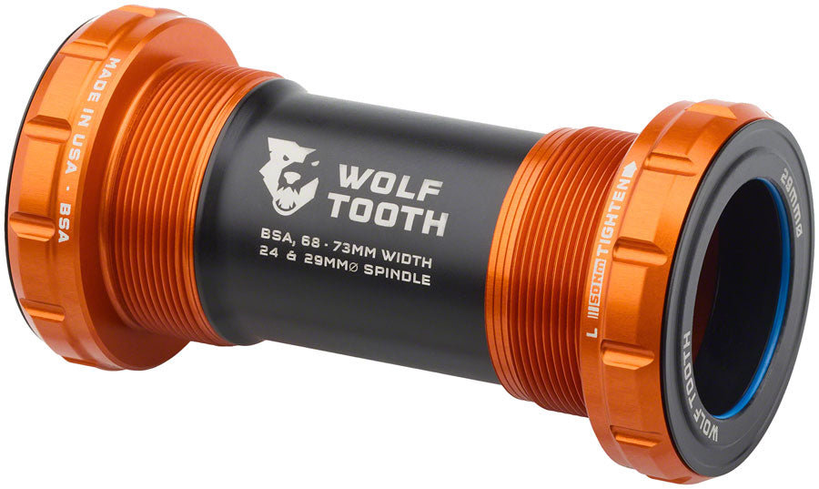 Wolf Tooth Bottom Bracket - English (BSA), 68/73mm, For 29mm Spindle, Orange MPN: WBB-BSA-29-ORG UPC: 810159401319 Bottom Brackets English (BSA) Bottom Brackets