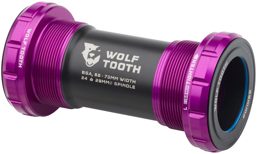 Wolf Tooth Bottom Bracket - English (BSA), 68/73mm, For 29mm Spindle, Ultraviolet Purple