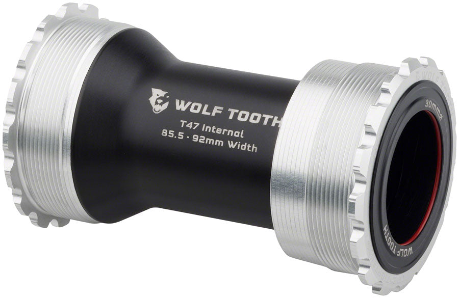 Wolf Tooth Bottom Bracket - T47 Inboard, 85.5/92mm, For 30mm Spindle, Raw Silver MPN: WBB-T47I-30-RSIL UPC: 810159401494 Bottom Brackets T47 Internal Bottom Brackets