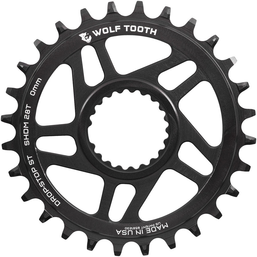 Wolf Tooth Direct Mount Chainring - 28t, Shimano Direct Mount, 0mm Offset, Drop-Stop ST, Requires 12-Speed HG+ Chain, MPN: SHDM-R-S-00F-28 UPC: 810159402934 Direct Mount Chainrings Shimano Direct Mount Chainring for Hyperglide+ Chain