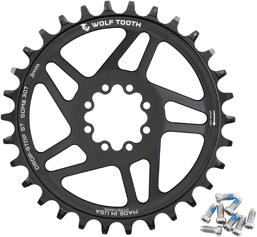 Wolf Tooth Direct Mount Chainring - 30t, SRAM 8-Bolt Direct Mount, 3mm Offset, Drop-Stop ST, Requires 12-Speed HG+ MPN: SDM8-R-S-03P-30 UPC: 810159402798 Direct Mount Chainrings 8-Bolt Direct Mount Chainring for Hyperglide+ Chain
