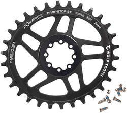 Wolf Tooth Elliptical Direct Mount Chainring - 30t, SRAM 8-Bolt DM, 3mm Offset, Drop-Stop ST, Requires HG+ Chain, Black MPN: SDM8-V-S-03P-30 UPC: 810159402828 Direct Mount Chainrings Elliptical 8-Bolt Direct Mount Chainring for Hyperglide+ Chain