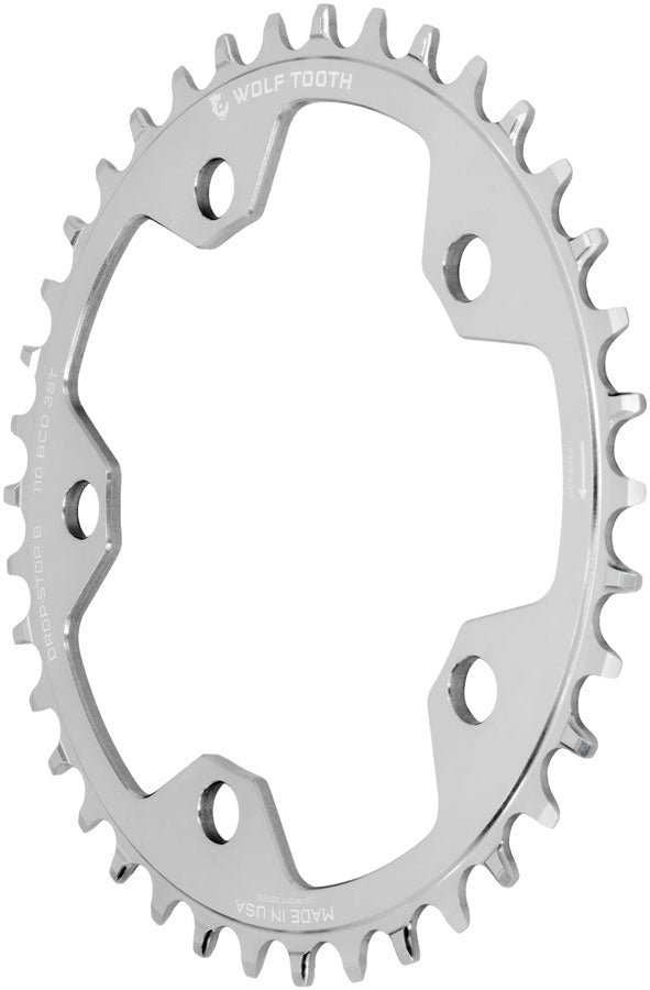 Wolf Tooth 110 BCD Cyclocross and Road Chainring - 38t, 110 BCD, 5-Bolt, Drop-Stop B, Raw Silver - Chainring - 110 BCD Chainrings