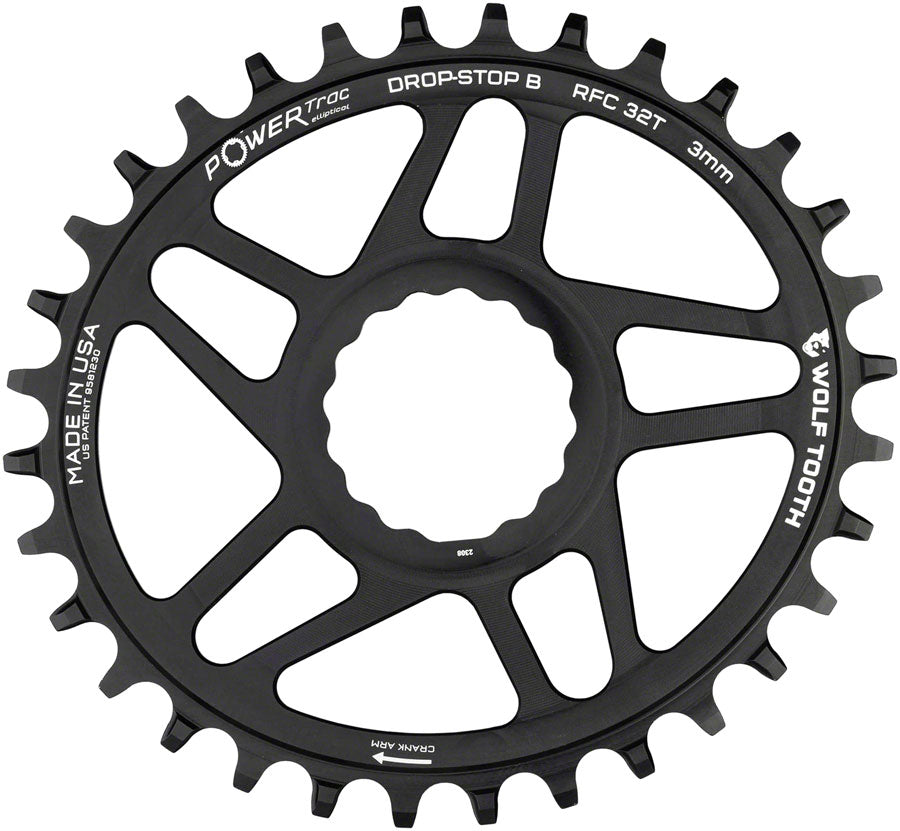 Wolf Tooth Elliptical Direct Mount Chainring - 32t, RaceFace/Easton CINCH Direct Mount, Drop-Stop B, For Boost Cranks,