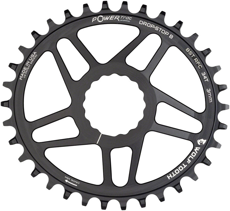 Wolf Tooth Elliptical Direct Mount Chainring - 34t, RaceFace/Easton CINCH Direct Mount, Drop-Stop B, For Boost Cranks, MPN: OVAL-RFC34-BST-B UPC: 810006808087 Direct Mount Chainrings Elliptical RaceFace / Easton CINCH Direct Mount Mountain Chainrings