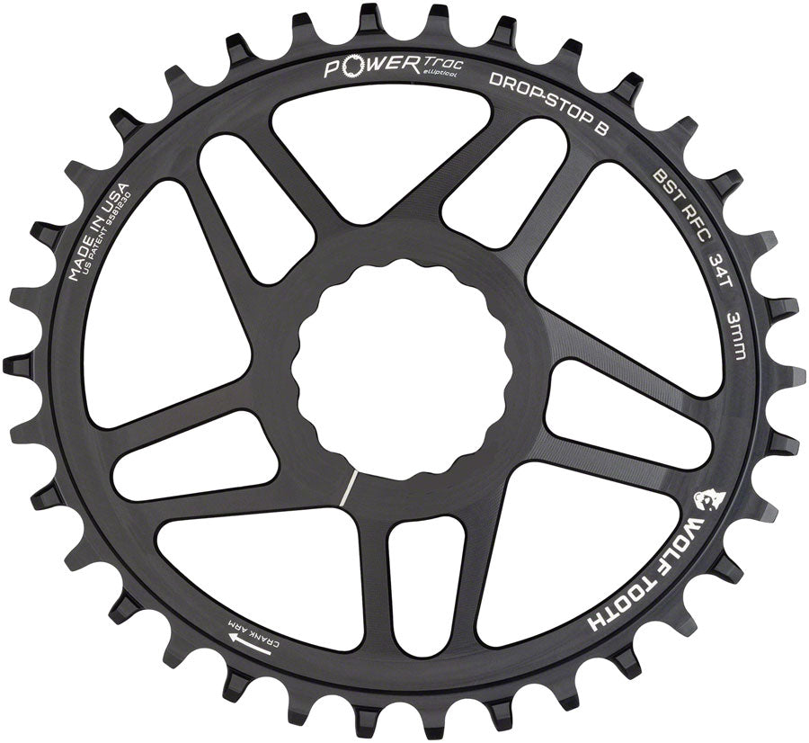 Wolf Tooth Elliptical Direct Mount Chainring - 34t, RaceFace/Easton CINCH Direct Mount, Drop-Stop B, For Boost Cranks,