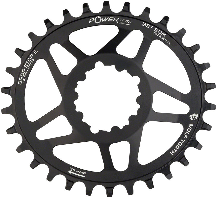 Wolf Tooth Elliptical Direct Mount Chainring - 28t, SRAM Direct Mount, Drop-Stop B, For SRAM 3-Bolt Boost Cranksets, 3mm