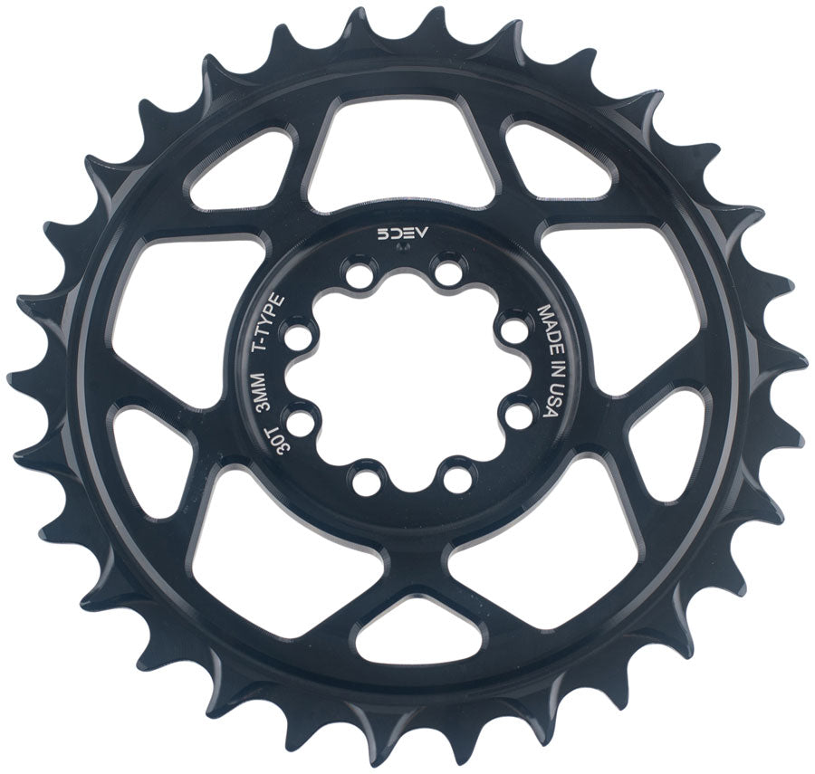5DEV T-Type Direct Mount  Chainring - 34t, 8-Bolt, 3mm Offset, Aluminum, Black MPN: CRA-T8-34-01 UPC: 850058721248 Direct Mount Chainrings T-Type Direct Mount Aluminum Chainring