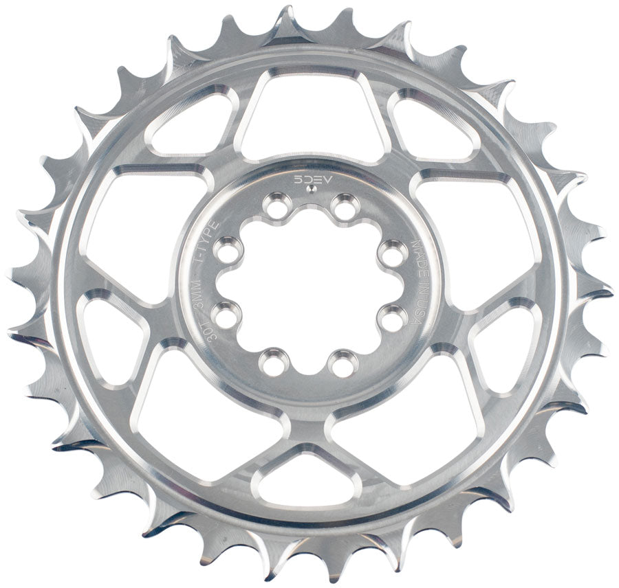 5DEV T-Type Direct Mount  Chainring - 32t, 8-Bolt, 3mm Offset, Aluminum, Raw