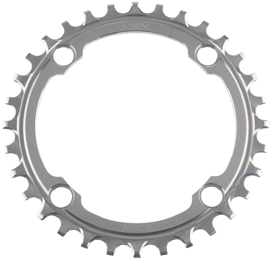 5DEV Titanium 104BCD Chainring - 32t, 4-Bolt, Raw Ti MPN: CRT-32T-104BCD-T51 UPC: 850054022219 Chainring Titanium 104 BCD Chainring