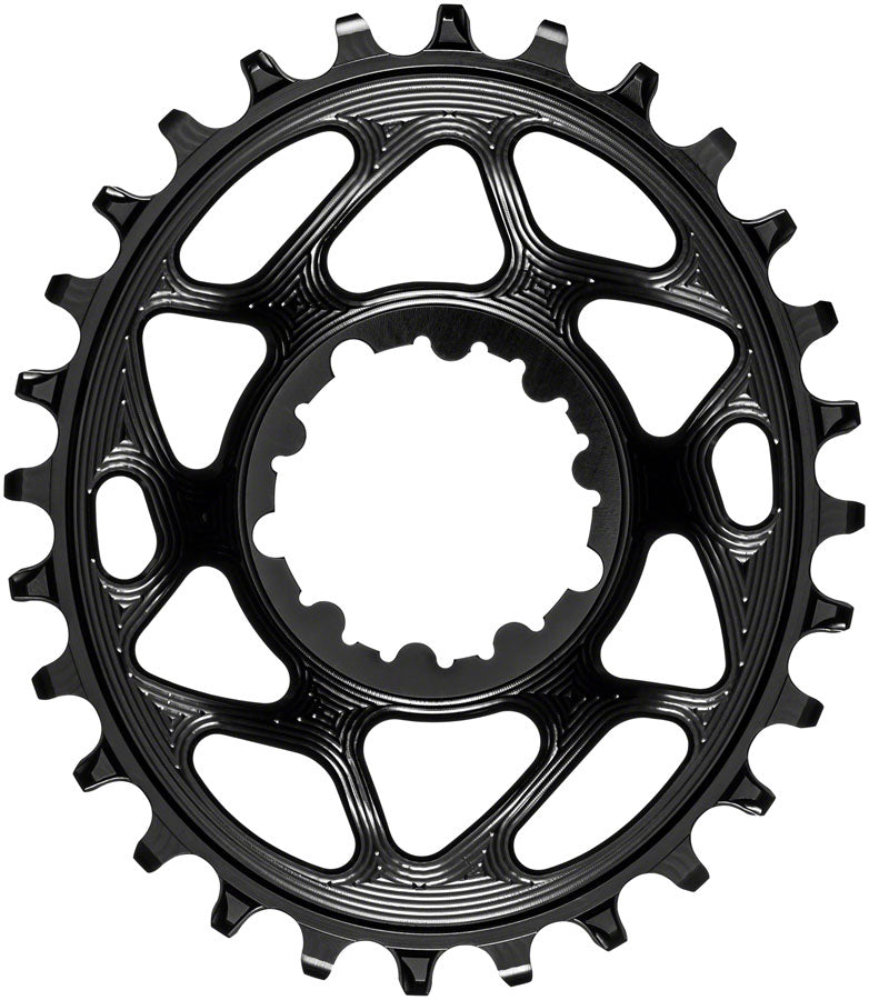 absoluteBLACK Oval Narrow-Wide Direct Mount Chainring - 28t, SRAM 3-Bolt Direct Mount, 3mm Offset, Black MPN: SROVBOOST28BK Direct Mount Chainrings Oval Direct Mount Chainring for SRAM 3-Bolt Cranks