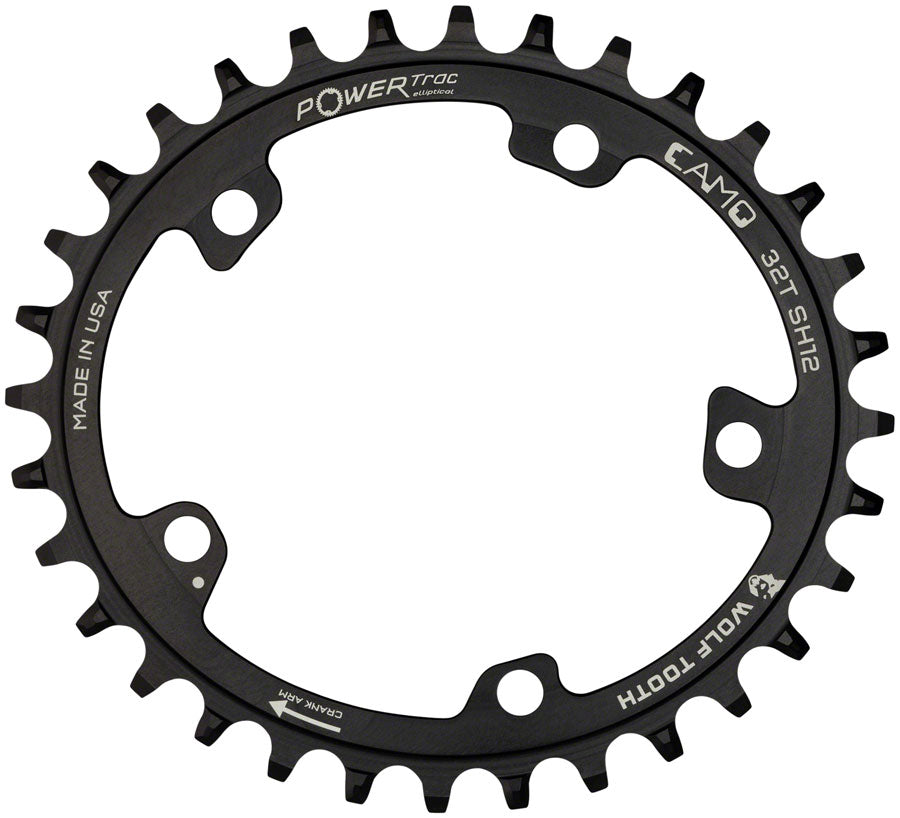 Wolf Tooth CAMO Aluminum Elliptical Chainring - 32t, Wolf Tooth CAMO Mount, Drop-Stop ST, Requires 12-Speed HG+ Chain, - Direct Mount Chainrings - CAMO Aluminum Elliptical Hyperglide+ Chainrings