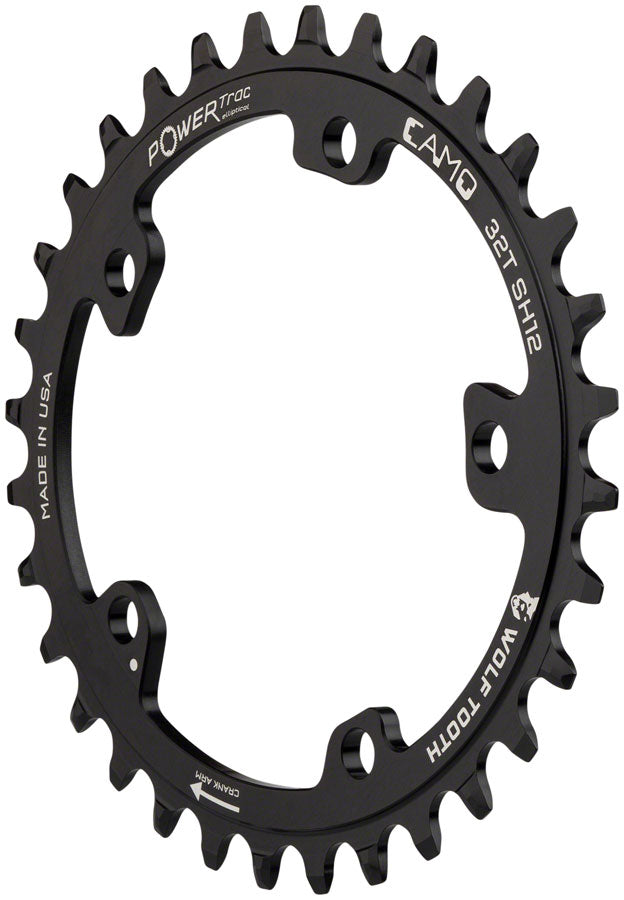 Wolf Tooth CAMO Aluminum Elliptical Chainring - 30t, Wolf Tooth CAMO Mount, Drop-Stop ST for Shimano 12 Speed HG+, Black