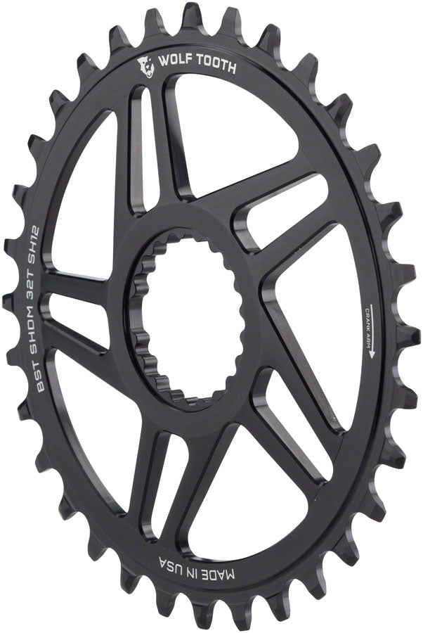 Wolf Tooth Direct Mount Chainring - 32t, Shimano DM, For Boost Cranks, 3mm Offset, Drop-Stop ST, Requires 12-Speed HG+