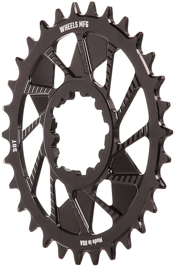 Wheels Manufacturing Direct Mount Chainring - 30t, SRAM 3-Bolt Direct Mount, 3mm Offset, T-Type Chain Compatible, Black - Direct Mount Chainrings - 3-Bolt Direct Mount T-Type Chain Compatible Chainring