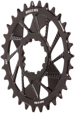 Wheels Manufacturing Direct Mount Chainring - 30t, SRAM 3-Bolt Direct Mount, 3mm Offset, T-Type Chain Compatible, Black - Direct Mount Chainrings - 3-Bolt Direct Mount T-Type Chain Compatible Chainring