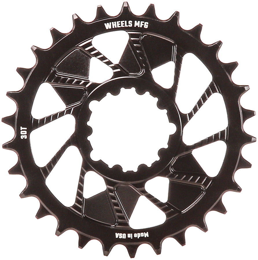 Wheels Manufacturing Direct Mount Chainring - 30t, SRAM 3-Bolt Direct Mount, 3mm Offset, T-Type Chain Compatible, Black MPN: CR-SR313-30-0 UPC: 810124714123 Direct Mount Chainrings 3-Bolt Direct Mount T-Type Chain Compatible Chainring