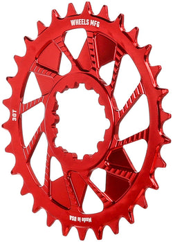 Wheels Manufacturing Direct Mount Chainring - 30t, SRAM 3-Bolt Direct Mount, 3mm Offset, T-Type Chain Compatible, Red - Direct Mount Chainrings - Direct Mount T-Type Compatible Chainring