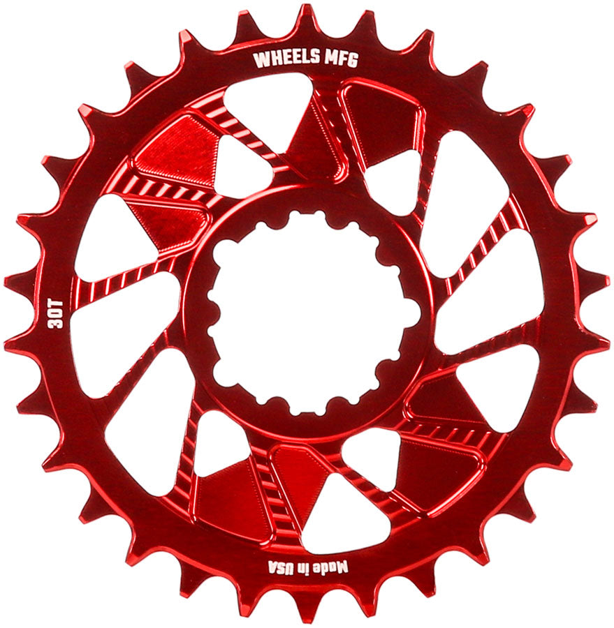 Wheels Manufacturing Direct Mount Chainring - 30t, SRAM 3-Bolt Direct Mount, 3mm Offset, T-Type Chain Compatible, Red MPN: CR-SR313-30-1 UPC: 810124714130 Direct Mount Chainrings Direct Mount T-Type Compatible Chainring