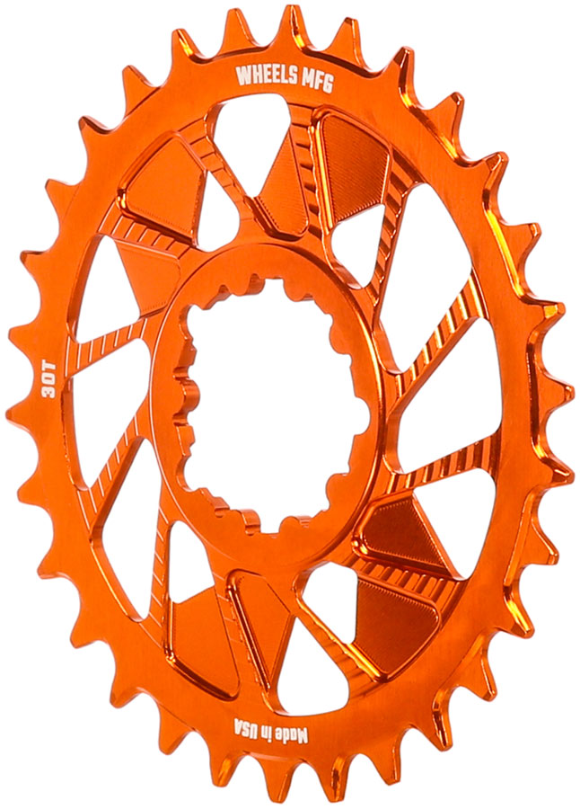 Wheels Manufacturing Direct Mount Chainring - 30t, SRAM 3-Bolt Direct Mount, 3mm Offset, T-Type Chain Compatible, Orange - Direct Mount Chainrings - Direct Mount T-Type Compatible Chainring