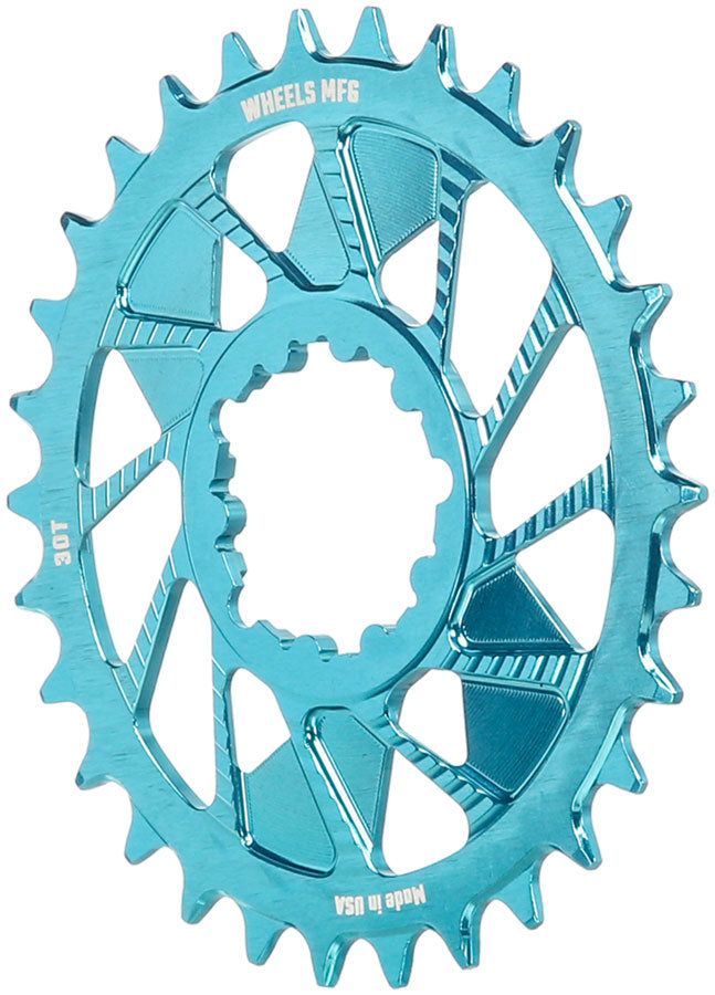 Wheels Manufacturing Direct Mount Chainring - 30t, SRAM 3-Bolt Direct Mount, 3mm Offset, T-Type Chain Compatible, Teal - Direct Mount Chainrings - Direct Mount T-Type Compatible Chainring