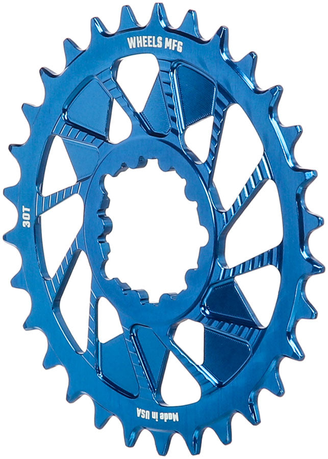 Wheels Manufacturing Direct Mount Chainring - 30t, SRAM 3-Bolt Direct Mount, 3mm Offset, T-Type Chain Compatible, Blue - Direct Mount Chainrings - Direct Mount T-Type Compatible Chainring