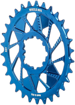Wheels Manufacturing Direct Mount Chainring - 30t, SRAM 3-Bolt Direct Mount, 3mm Offset, T-Type Chain Compatible, Blue - Direct Mount Chainrings - Direct Mount T-Type Compatible Chainring